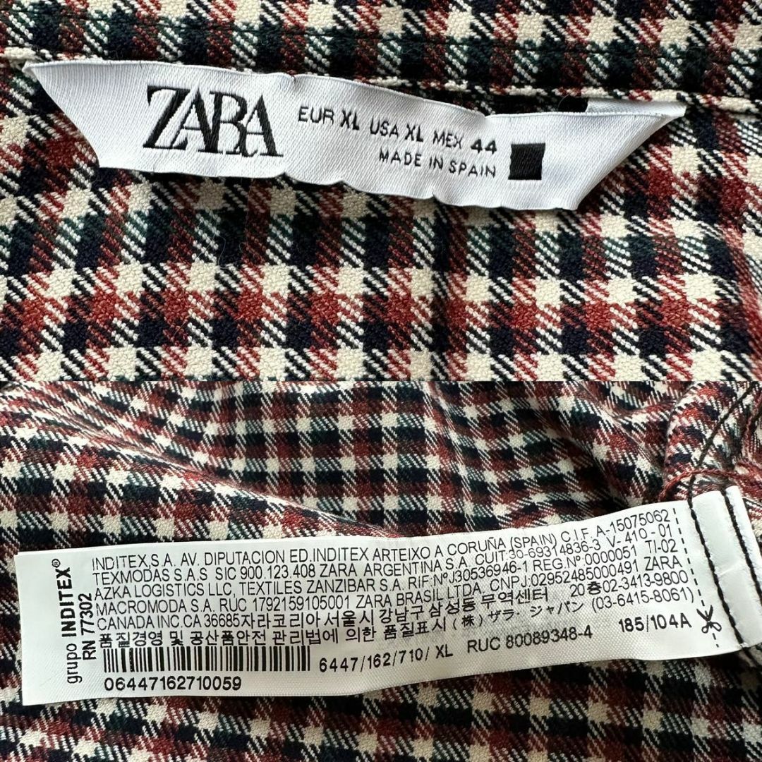 ZARA(ザラ)のZARA 大きいサイズ　XL チェックシャツ　ユニセックス レディースのトップス(シャツ/ブラウス(長袖/七分))の商品写真