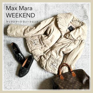 ウィークエンドマックスマーラ(Weekend Max Mara)の【マックスマーラ】ダウンジャケット ショールカラー クロスステッチ刺繍 40(ダウンジャケット)
