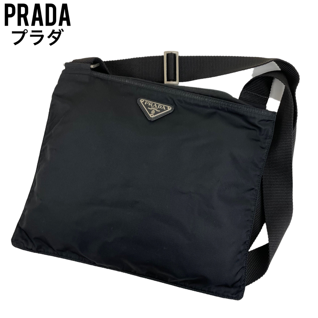 ✨良品　PRADA プラダ　ショルダーバッグ　サコッシュ　ブラック　黒　斜め掛け