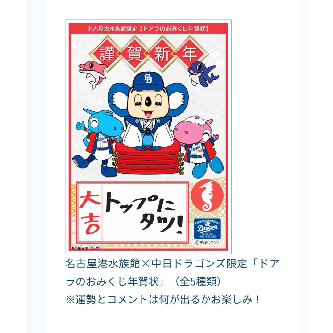 ラスト１点！　名古屋港水族館限定　ドアラ魚(御)朱印年賀状セット　元日　レア スポーツ/アウトドアの野球(応援グッズ)の商品写真