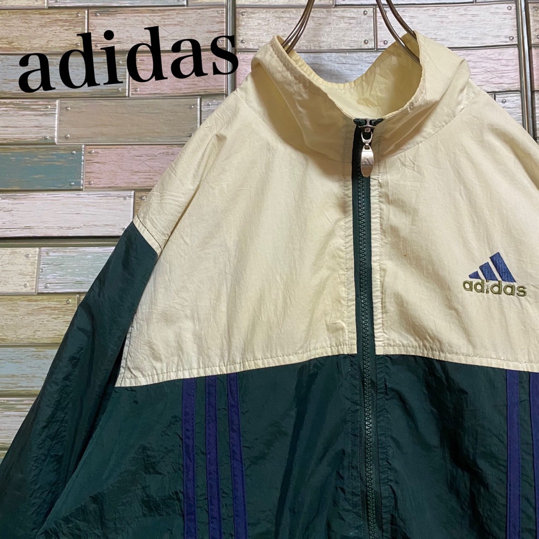 adidasの90【90's】アディダス　ナイロンジャケット　ワンポイント刺繍ロゴ