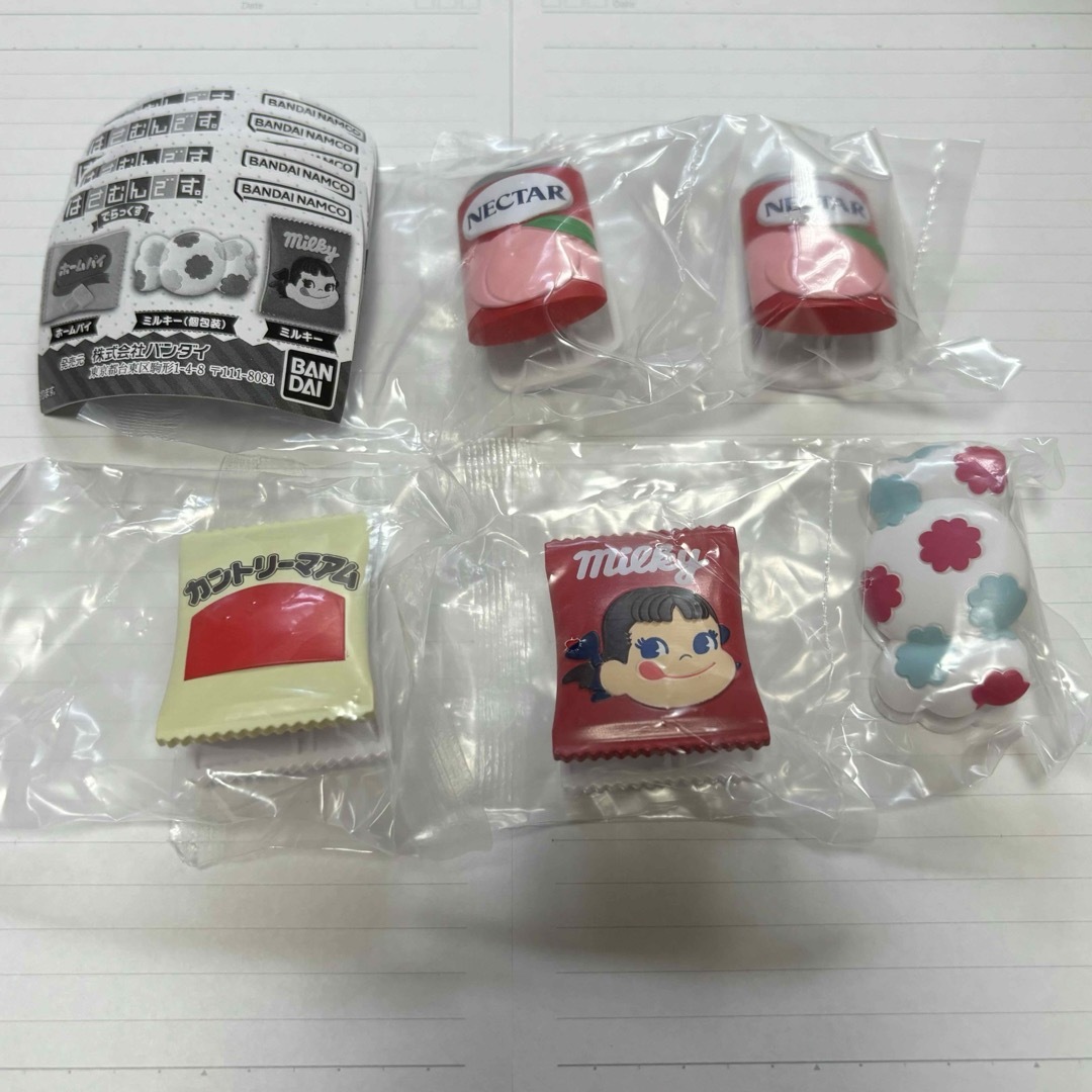 不二家(フジヤ)の新品　お菓子のペコちゃん はさむんです。でらっくす　5個　ミルキー　ガチャ エンタメ/ホビーのコレクション(その他)の商品写真