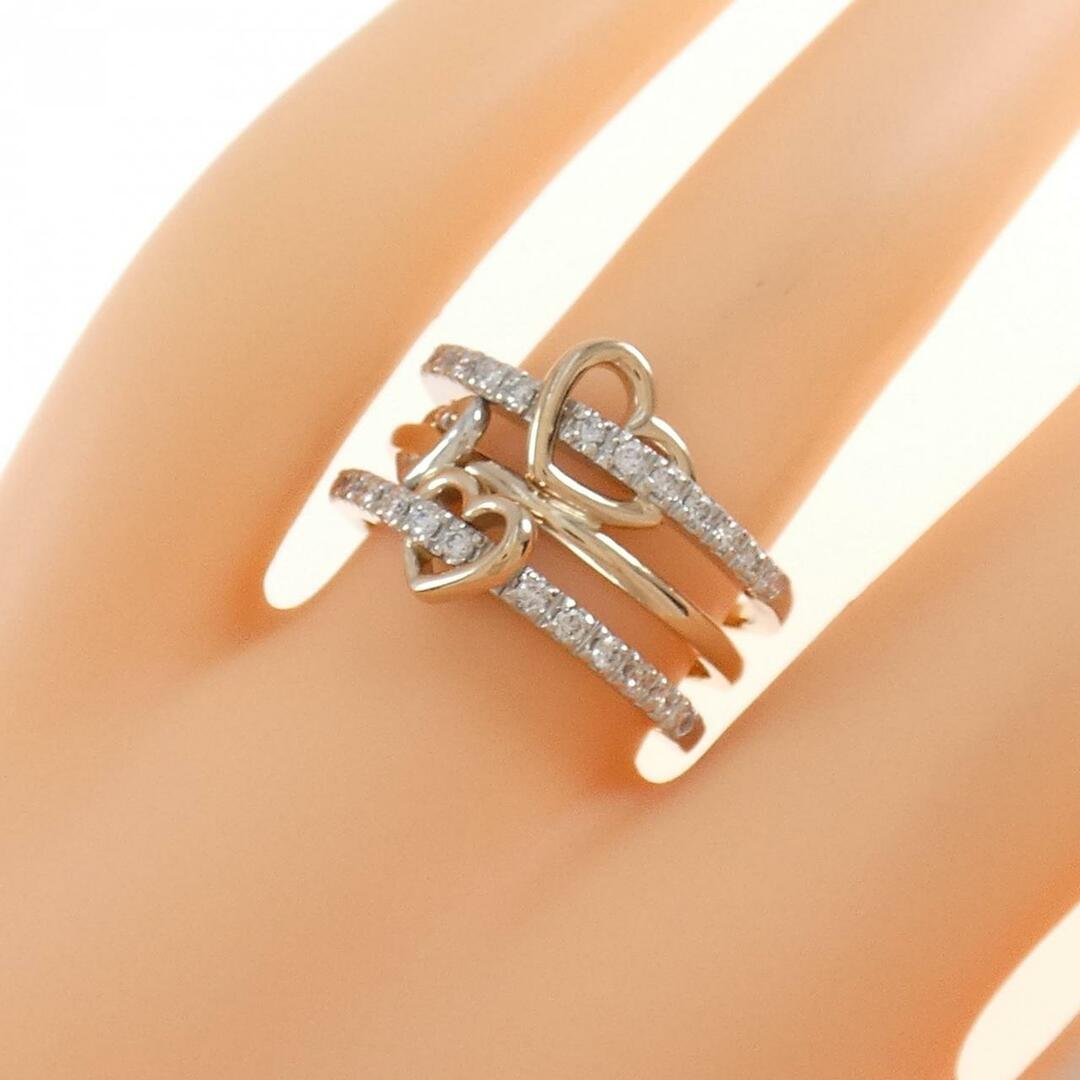 K18PG/PT ハート ダイヤモンド リング 0.32CT レディースのアクセサリー(リング(指輪))の商品写真