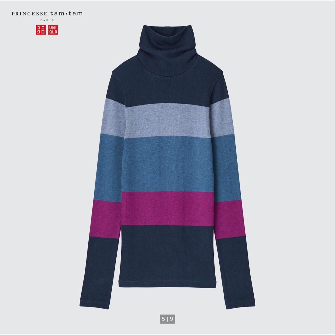 UNIQLO(ユニクロ)のユニクロ タム・タム ヒートテックシームレスリブタートルネックT グリーン XL レディースのトップス(カットソー(長袖/七分))の商品写真