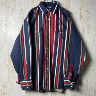 ラングラー(Wrangler)の80s90s ラングラー ビンテージ ストライプ ウェスタンシャツ アメリカ古着(シャツ)