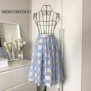 マーキュリーデュオ(MERCURYDUO)のMERCURYDUO フラワーシアーボーダースカート(ひざ丈スカート)