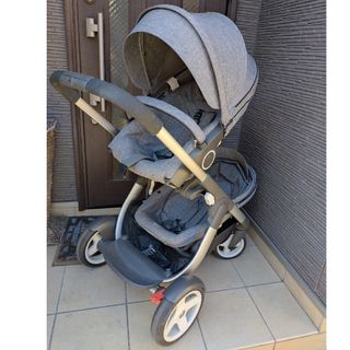 ストッケ(Stokke)のストッケクルージ  グレー 高級ベビーカー  2人乗り用 キャリーコット付き(ベビーカー/バギー)