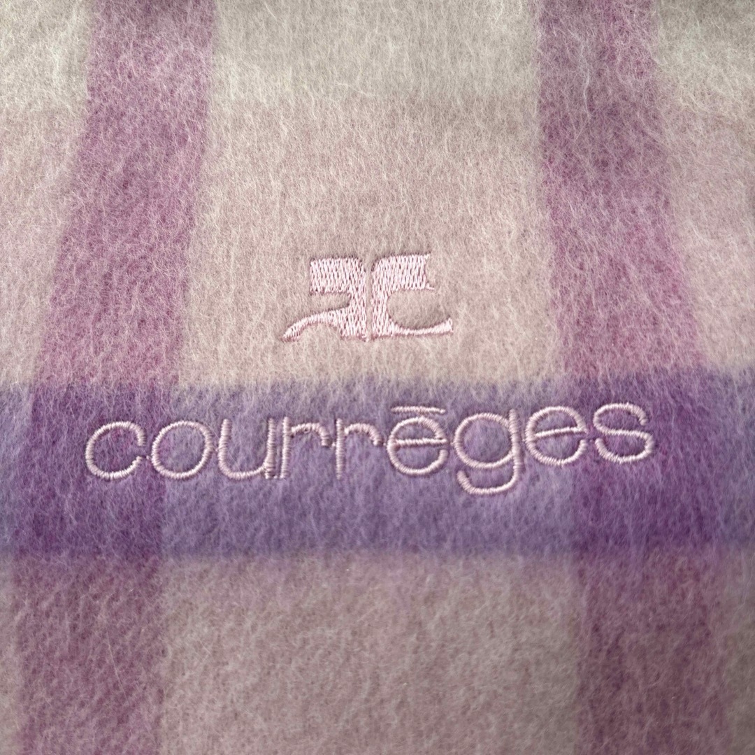 Courreges(クレージュ)のクレージュ　カシミヤ100%マフラー　ピンク　チェック レディースのファッション小物(マフラー/ショール)の商品写真