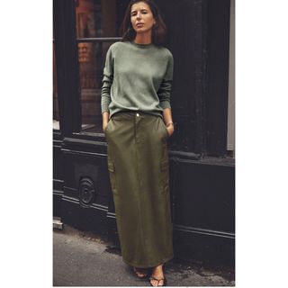 ザラ(ZARA)のZARA フェイクレザーカーゴスカート(ロングスカート)