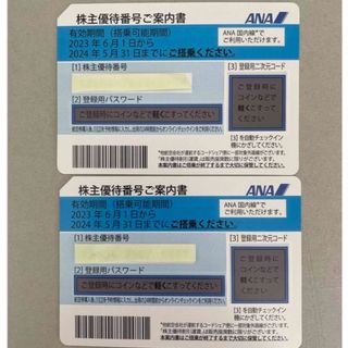 エーエヌエー(ゼンニッポンクウユ)(ANA(全日本空輸))のANA 株主優待券　2枚  有効期限2024年5月31日まで有効(航空券)