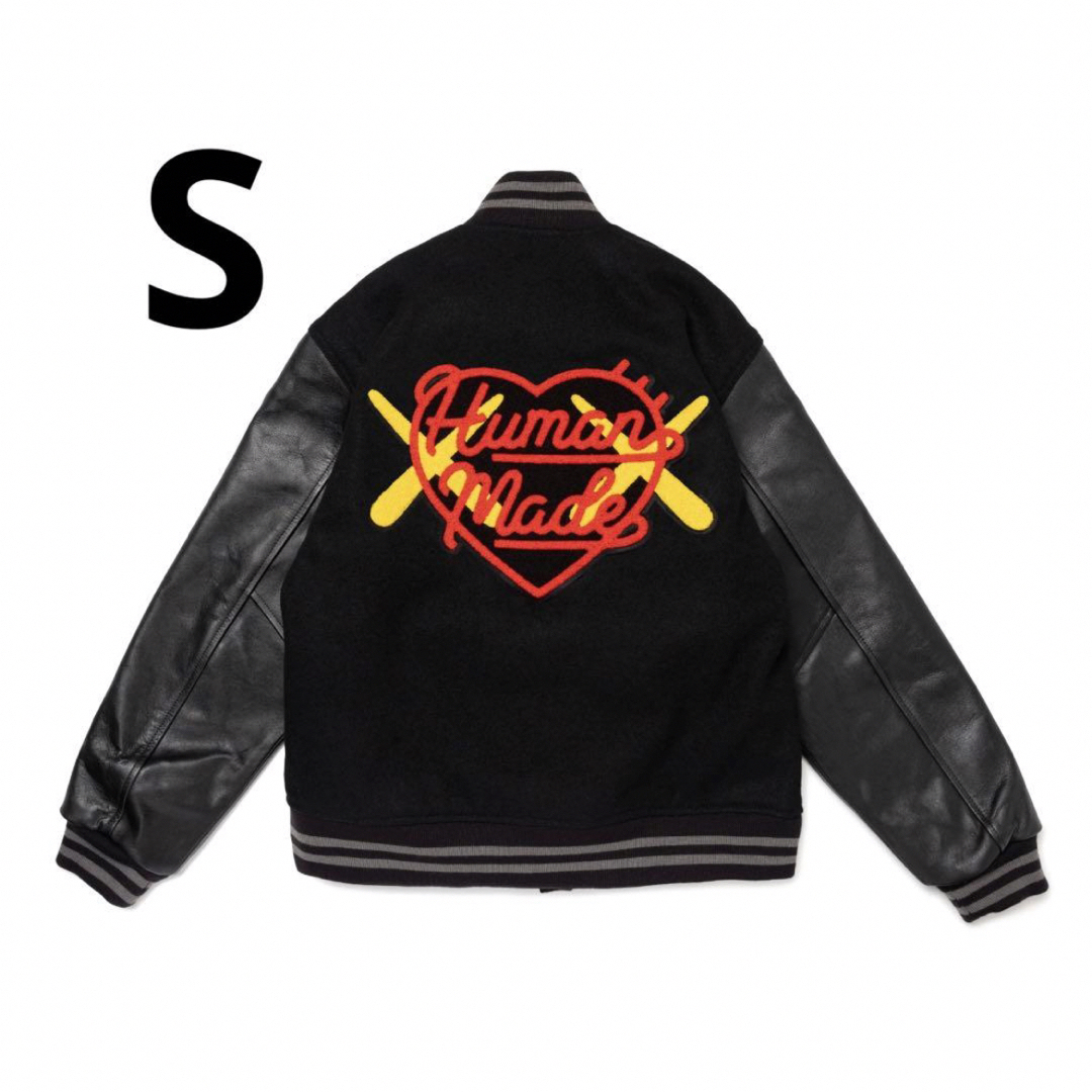 HUMAN MADE(ヒューマンメイド)の新品 KAWS MADE VARSITY JACKET #2 BALCK S メンズのジャケット/アウター(スタジャン)の商品写真