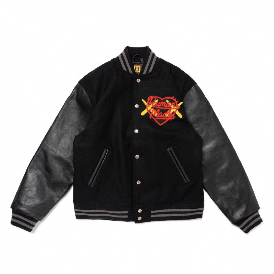 HUMAN MADE(ヒューマンメイド)の新品 KAWS MADE VARSITY JACKET #2 BALCK S メンズのジャケット/アウター(スタジャン)の商品写真