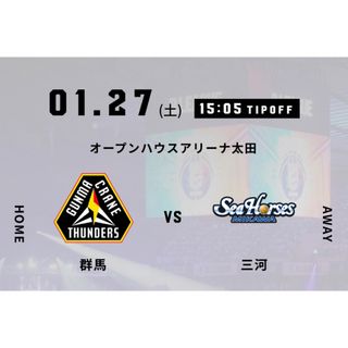 群馬クレインサンダーズvsシーホース三河 エコノミー自由 大人1枚 こども1枚(バスケットボール)