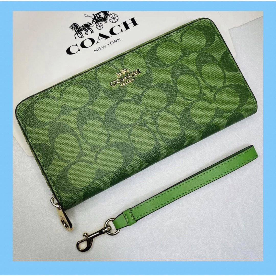 COACH(コーチ)のcoach 長財布　シグネチャーグリーン　新作　メンズ　レディース　プレゼント レディースのファッション小物(財布)の商品写真