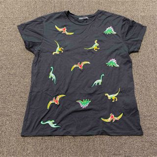 ザラ(ZARA)のZARA Tシャツ 半袖 スパンコール 恐竜 キラキラ 黒(Tシャツ(半袖/袖なし))