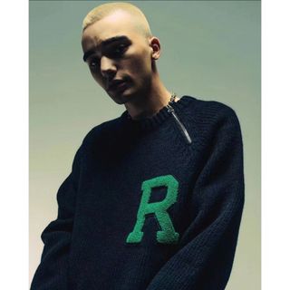 ラフシモンズ(RAF SIMONS)のRAF SIMONS ラフシモンズ ファスナー付き Rロゴアップリケ セーター (ニット/セーター)