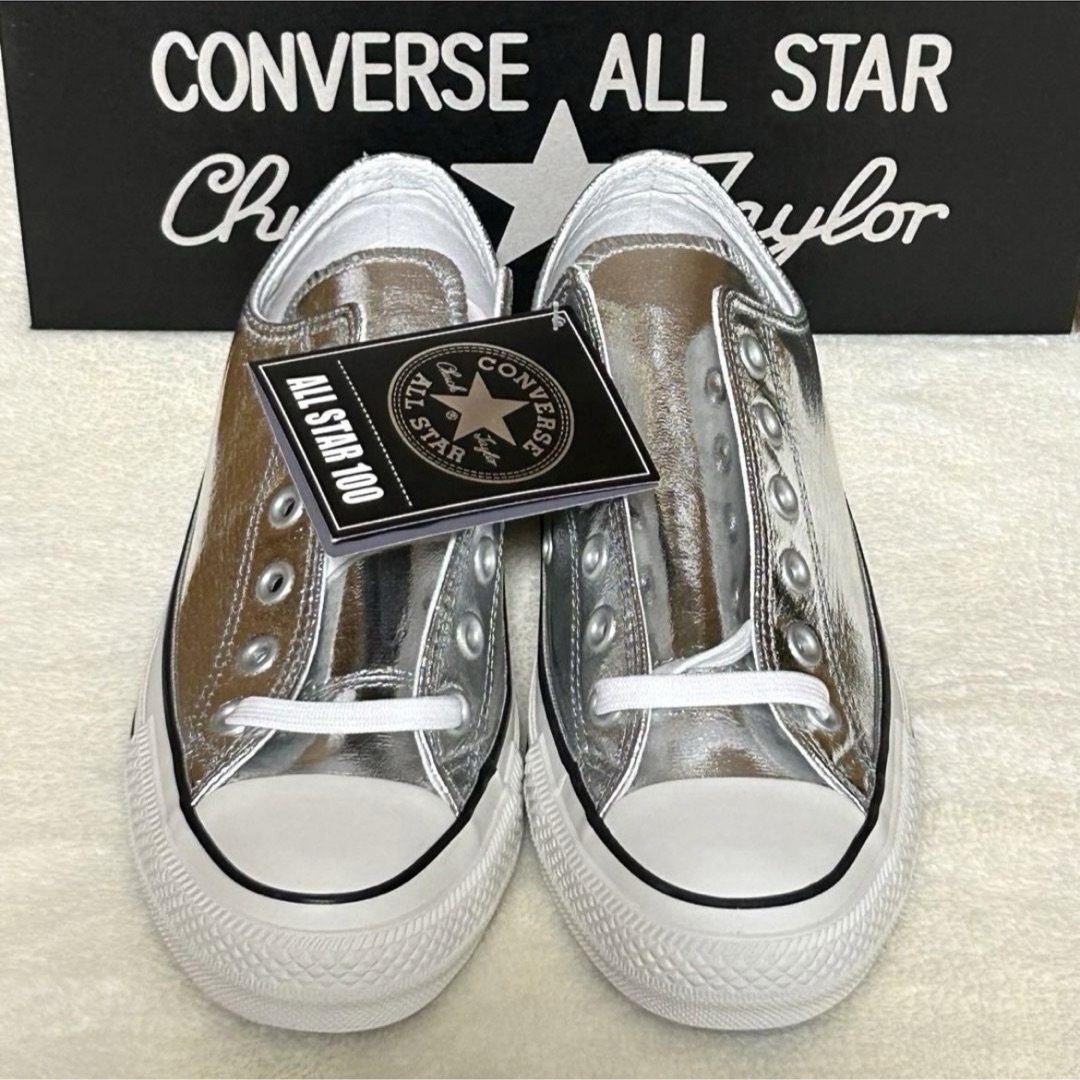 新品未使用】CONVERSE チャックテイラー シルバー 24㎝ 新品未使用】CONVERSE チャックテイラー シルバー 24㎝