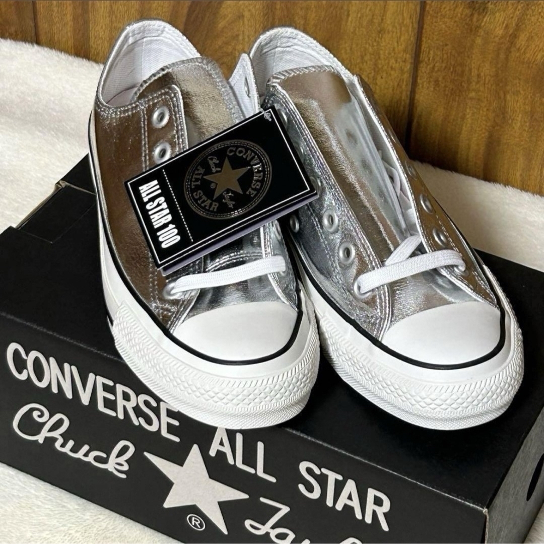 新品未使用】CONVERSE チャックテイラー シルバー 24㎝ 新品未使用】CONVERSE チャックテイラー シルバー 24㎝