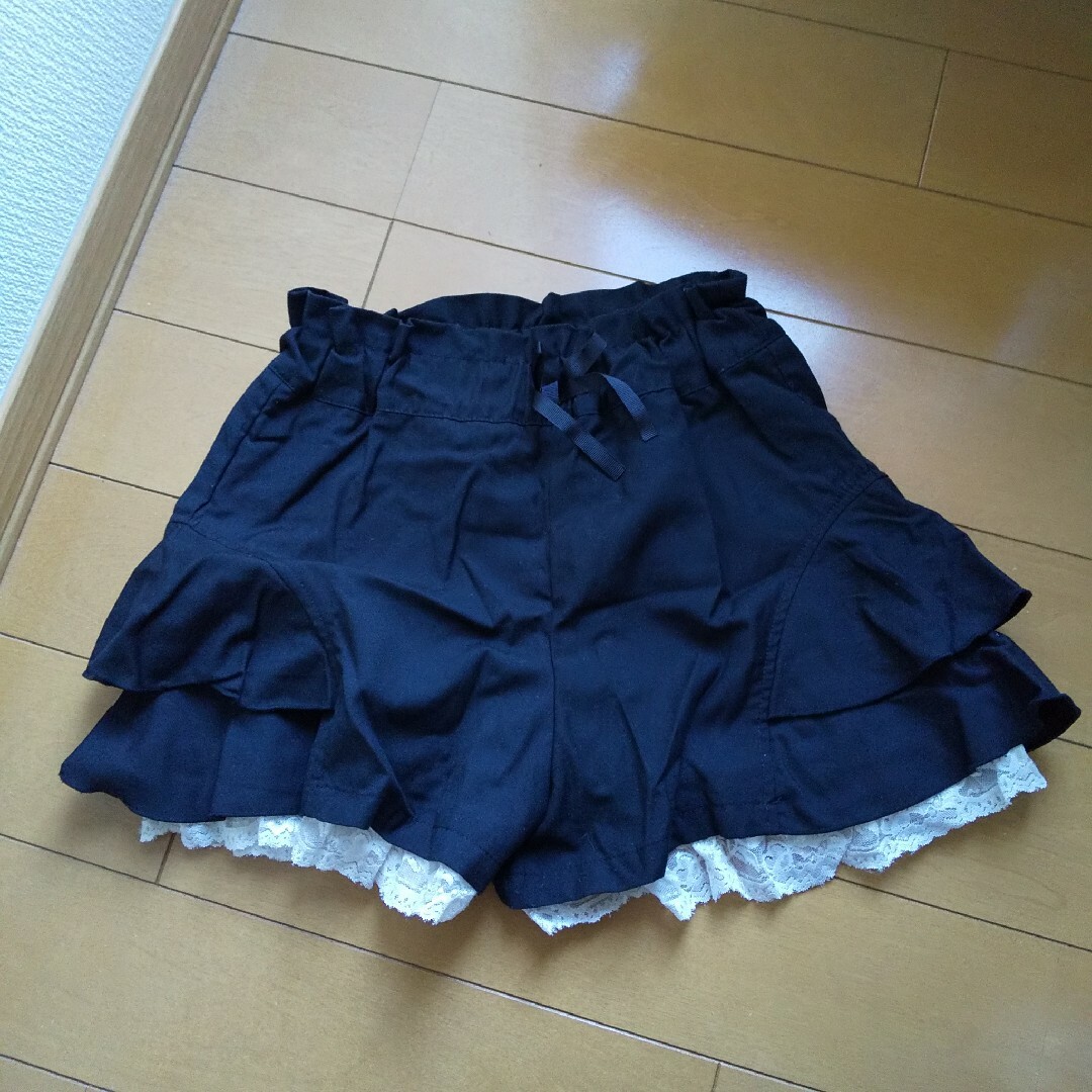 150cm キュロットスカート 黒 キッズ/ベビー/マタニティのキッズ服女の子用(90cm~)(スカート)の商品写真