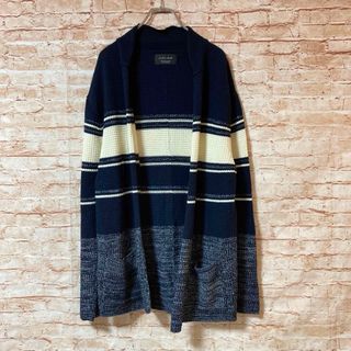 ザラ(ZARA)のザラマン ZARA MAN カーディガン ニット 羽織り 長袖 ボーダー M(カーディガン)