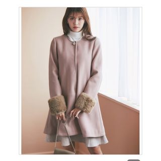 トッコクローゼット(TOCCO closet)の toccoクローゼット  ２ＷＡＹファー付き ノーカラーフレアコート(ロングコート)