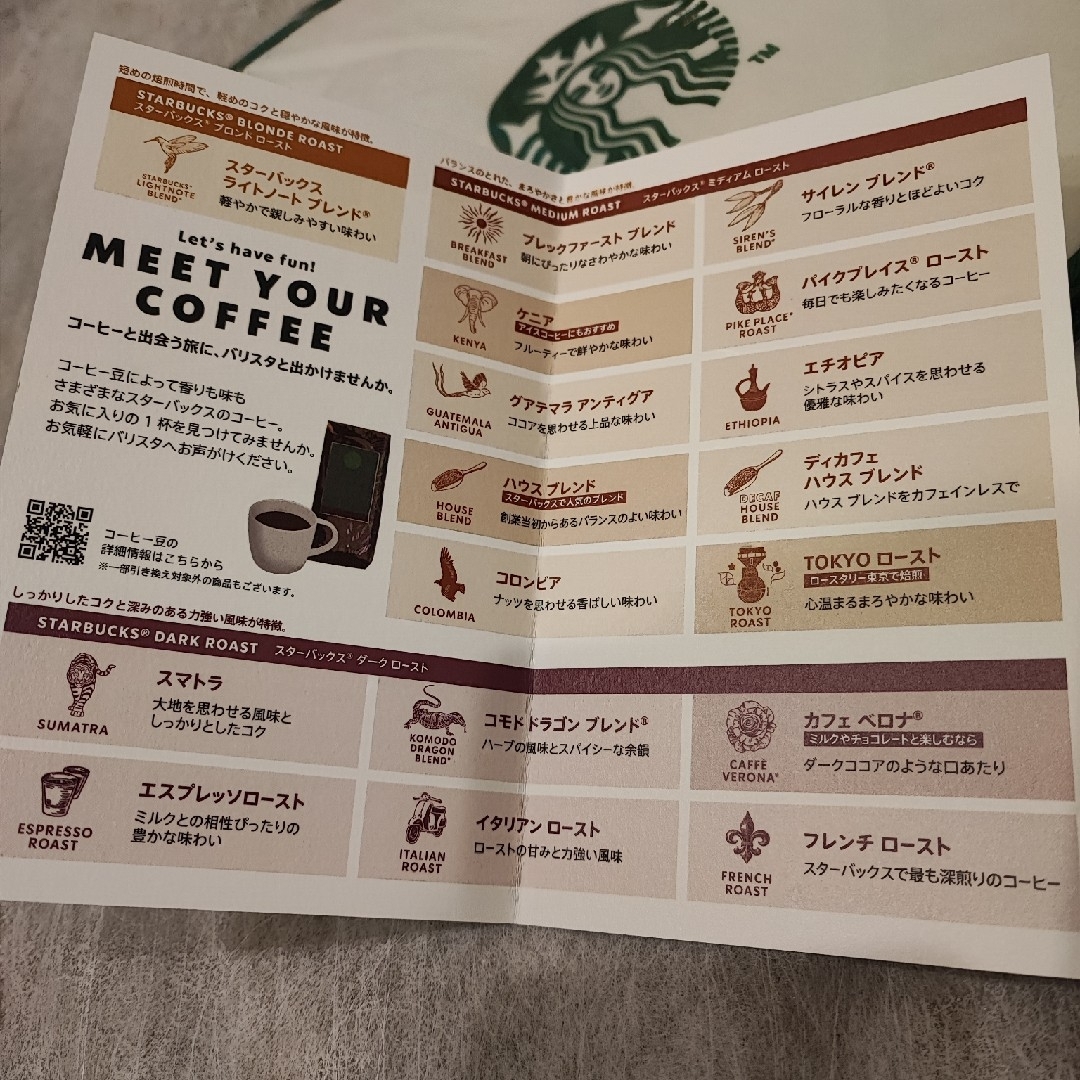 Starbucks(スターバックス)のスタバ　コーヒー豆引き換えチケット チケットの優待券/割引券(フード/ドリンク券)の商品写真