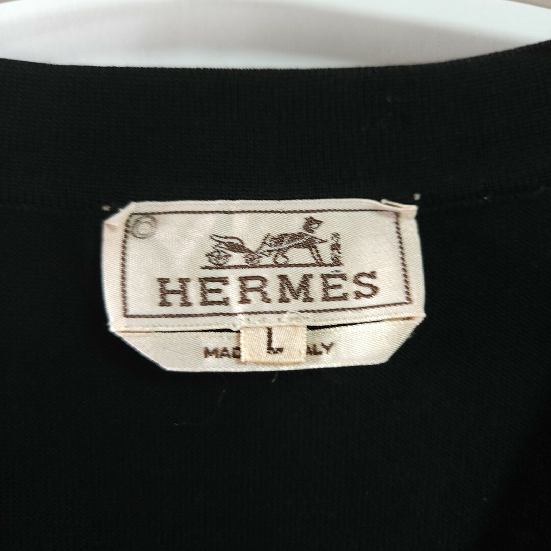 Hermes(エルメス)のHERMES エルメス  H柄 Vネックウールニットセーター ブラック メンズのトップス(ニット/セーター)の商品写真