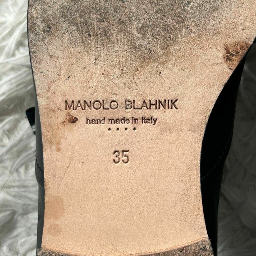 MANOLO BLAHNIK(マノロブラニク)の美品✨マノロブラニク リボン レザー 切り替え ローファー 高級 レディースの靴/シューズ(ローファー/革靴)の商品写真