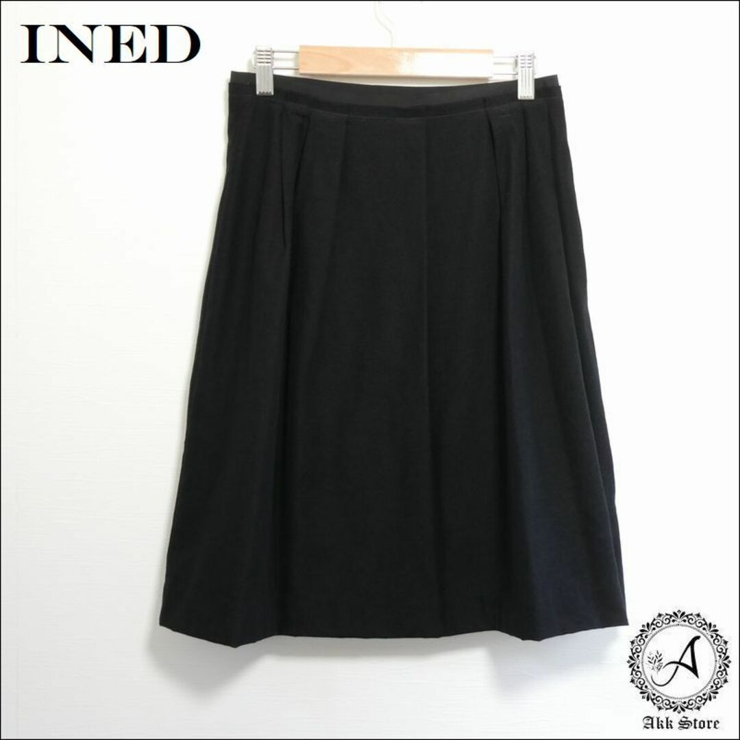 INED(イネド)のINED イネド レディース スカート フレア ひざ丈 日本製 Lサイズ 黒 レディースのスカート(ひざ丈スカート)の商品写真