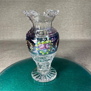ボヘミア クリスタル(BOHEMIA Cristal)のBOHEMIA CRYSTAL ハンドペイントフラワーベース　一輪挿し(花瓶)