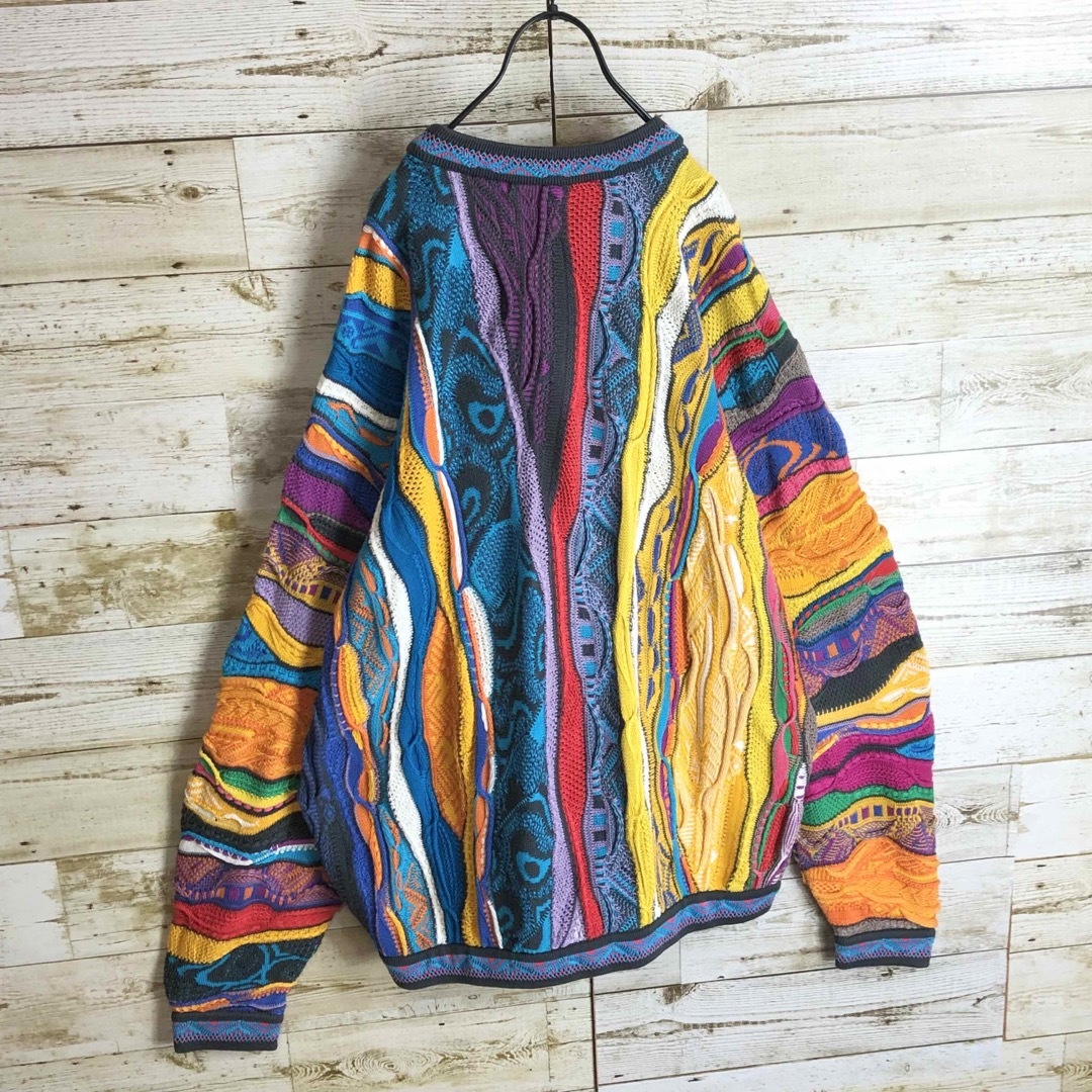 安いクリアランス 美品 COOGI マルチカラー 3Dニット 立体編み込み XXL ...