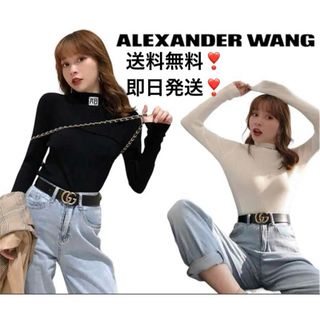 アレキサンダーワン(Alexander Wang)のアレキサンダーワン　リブニット　ブラック　冬服　韓国ファッション(ニット/セーター)