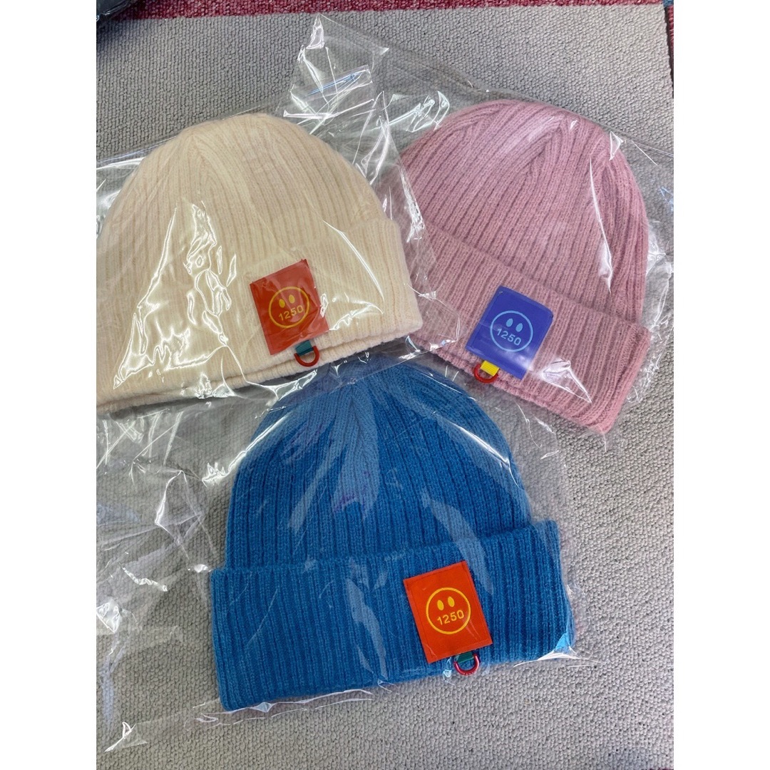 韓国子供服　男の子女の子兼用ニット帽子 ピンク キッズ/ベビー/マタニティのこども用ファッション小物(帽子)の商品写真