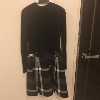 バーバリー(BURBERRY)のクレストブリッジチェック柄　ニットコンビワンピース(ミニワンピース)