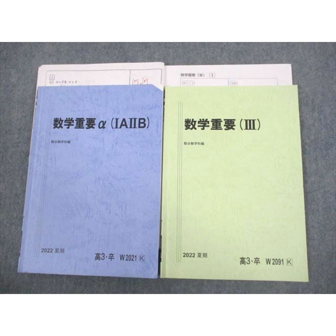 VR10-154 駿台 数学重要α(IAIIB/III) テキスト 2022 夏期 計2冊 17 m0D担当講師