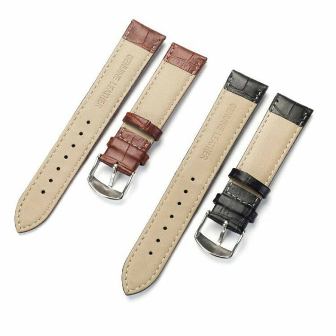 ブラウン　腕時計ベルト　18mm バンド　本革　型押し　クロコ　レザー　男女兼用 メンズの時計(レザーベルト)の商品写真