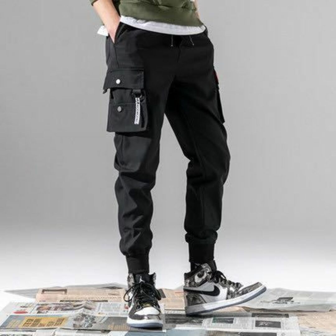 裏起毛 カーゴパンツ シュガーパンツ  メンズ 防寒   黒 2XL メンズのパンツ(その他)の商品写真