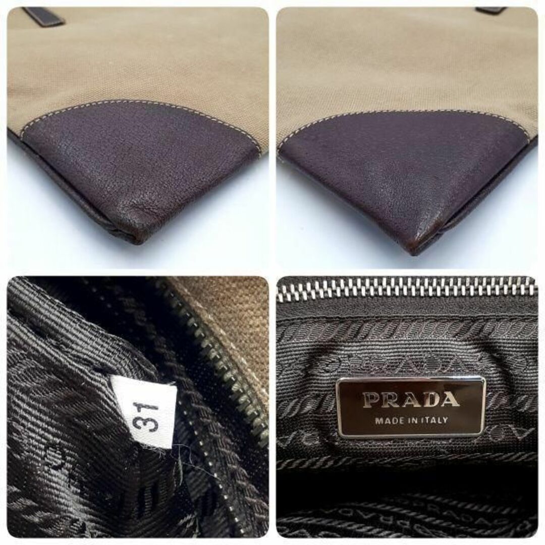 ◆良品◆ プラダ PRADA ハンドバッグ トートバッグ 鞄 キャンバス レザー横31cm