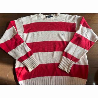 ポロラルフローレン(POLO RALPH LAUREN)のポロラルフローレン　ボーダー柄コットンニット　ピンク×赤(ニット/セーター)