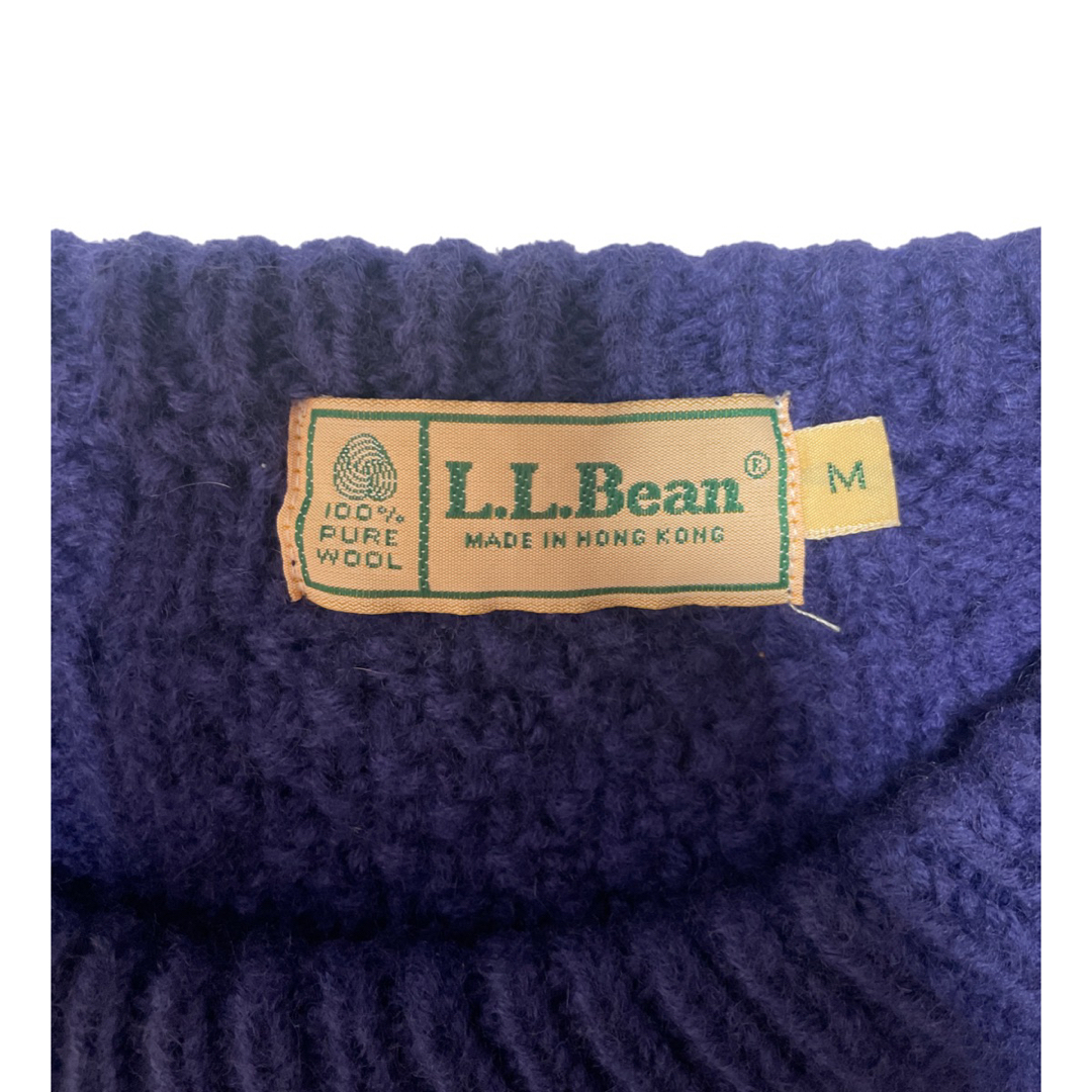 80s90s L.L.Beanフロントポケット付ニットMブルー?VINTAGE 80s90s L.L.Beanフロントポケット付ニットMブルー?VINTAGE