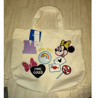 ディズニー(Disney)のタグ付き新品未使用　ディズニー　ミニー　バッグのみ　ワッペンバッグ(トートバッグ)