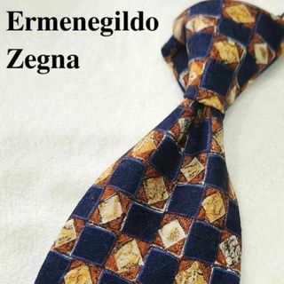 エルメネジルドゼニア(Ermenegildo Zegna)の【Ermenegildo Zegna 】ブランドネクタイ★紺★チェック★メンズ(ネクタイ)