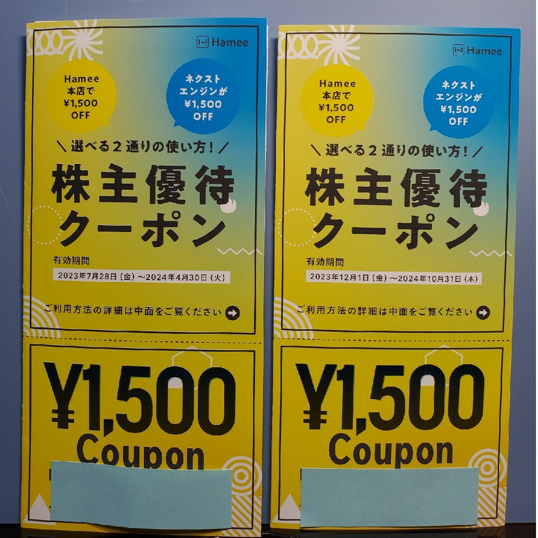 Hamee(ハミィ)のHamee 株主優待 2枚 チケットの優待券/割引券(ショッピング)の商品写真