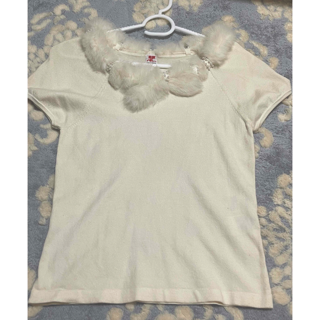 Courreges(クレージュ)のクレージュ✩︎⡱ファー付きトップス レディースのトップス(Tシャツ(半袖/袖なし))の商品写真