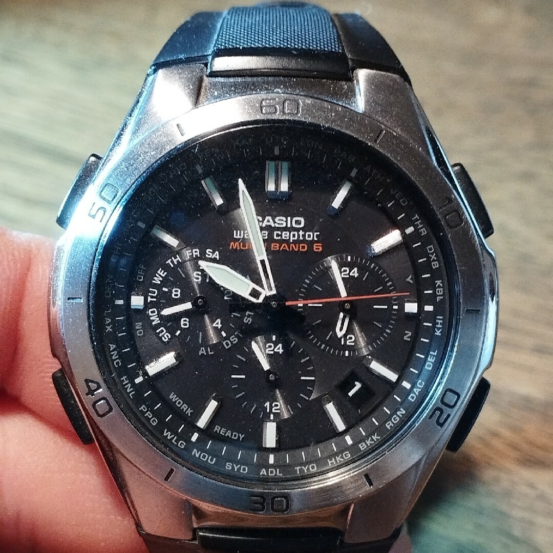 CASIO(カシオ)のAC44　電波・ソーラー・多機能時計　曜日・日付つき メンズの時計(腕時計(アナログ))の商品写真