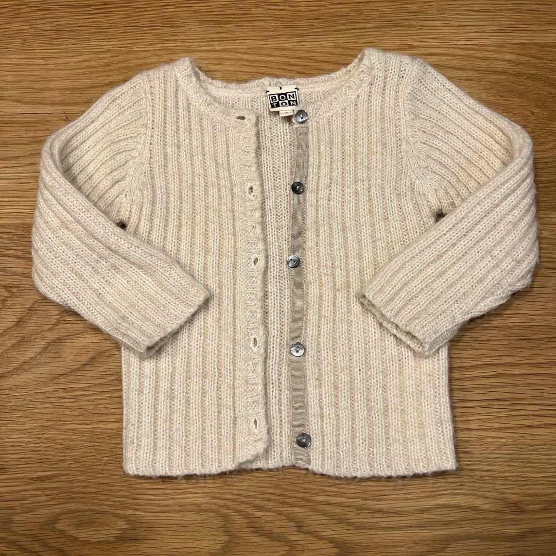 BONTON ボントン　モヘアカーディガン　サイズ2 キッズ/ベビー/マタニティのキッズ服女の子用(90cm~)(カーディガン)の商品写真