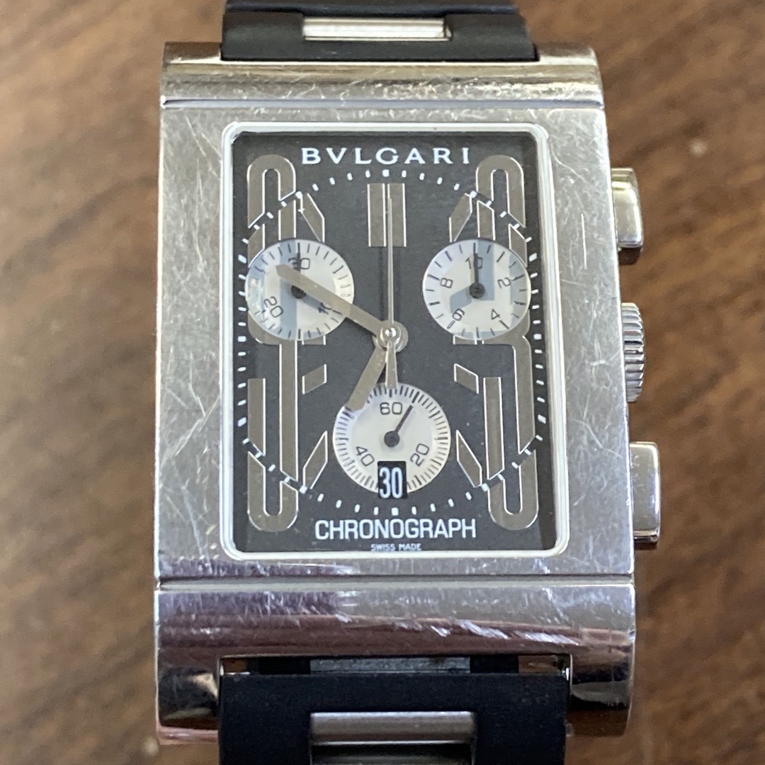 ブルガリ　レッタンゴロ　クロノグラフ　デイト　クォーツ　メンズ腕時計　稼働品