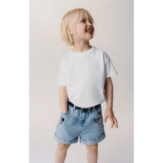 ザラキッズ(ZARA KIDS)のザラ ベビー ディズニー ミッキー ミニー デニム ショートパンツ(パンツ/スパッツ)