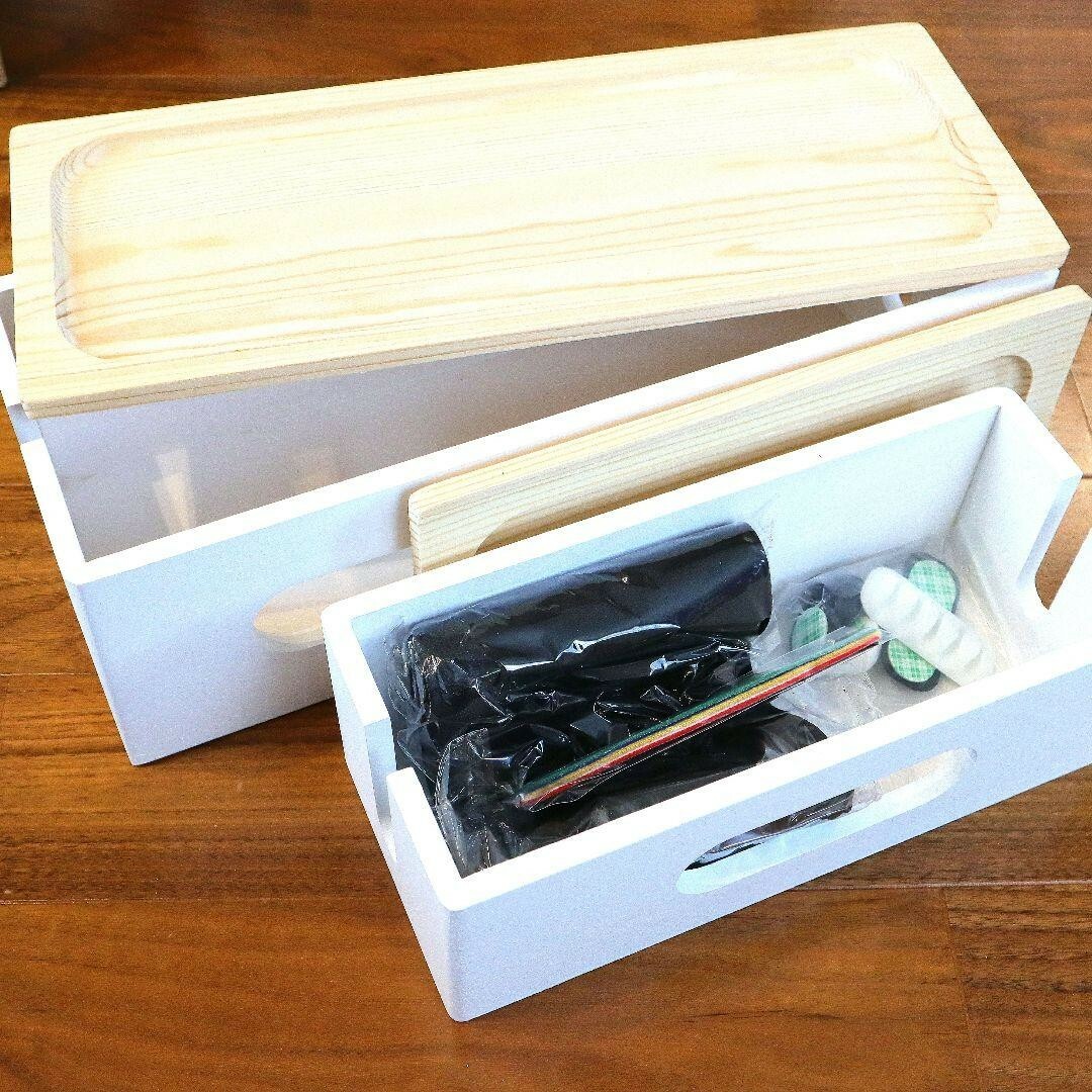 ♥NATURE SUPPLIES♥木製ケーブル収納ボックス ホワイト 2個セット インテリア/住まい/日用品の収納家具(ケース/ボックス)の商品写真