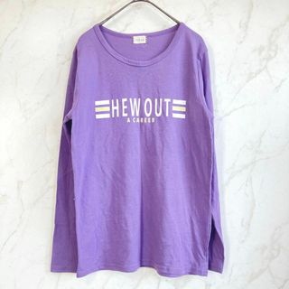 【L】 スマイルック　ロングTシャツ　カットソー　パープル　プリント(Tシャツ(長袖/七分))